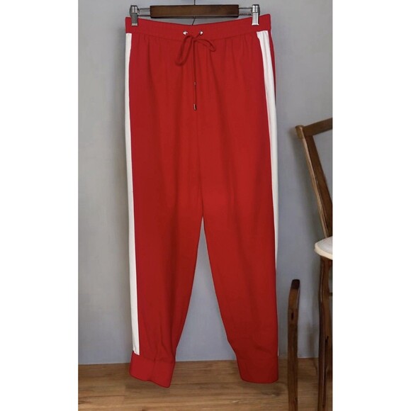 Michael Kors Womens Tuxedo Pant Size Medium Red Athletic Pants ($225) - Picture 1 of 6
